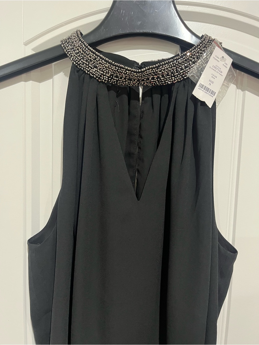 White House Black Market Black Beaded Halter Top